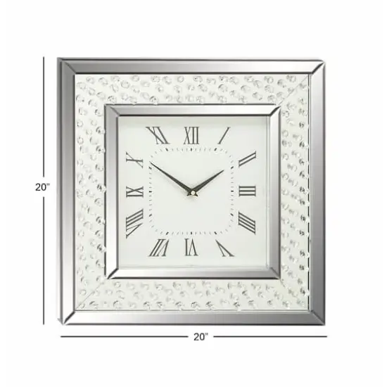 Silver Glam Wood Wall Clock, 20" x 20" {8}