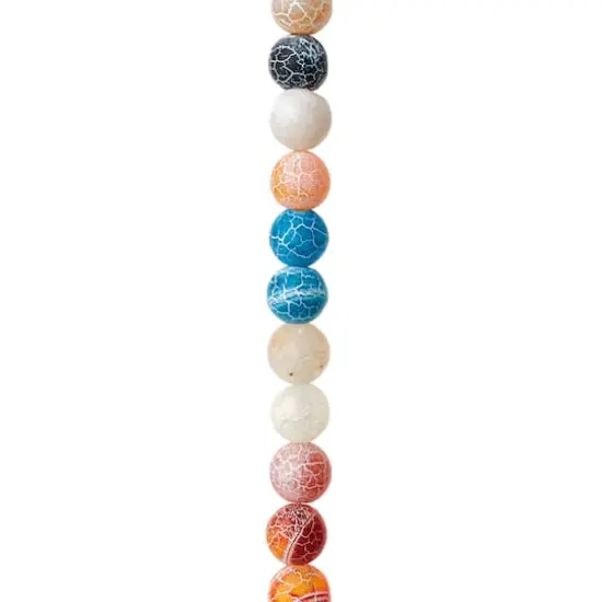 Matte Multicolor Crackled Agate Round Beads, 8mm by Bead Landing&trade; {1}