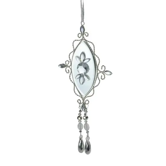 9.5" Silver Elegant Jeweled Mirrored Drop Christmas Ornament {1}