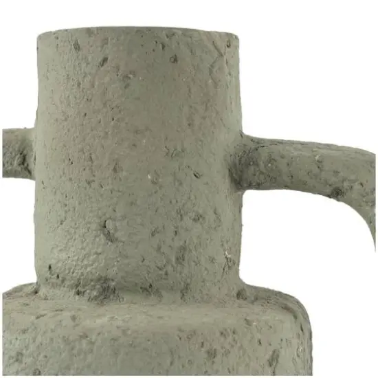 14" Light Gray Paper Mache Textured Vase {4}