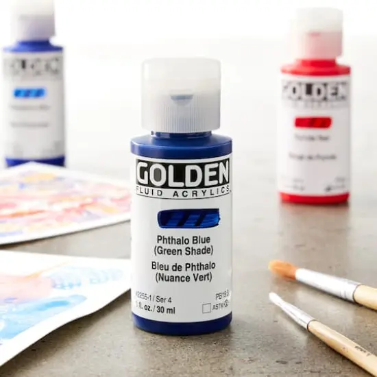Golden&reg; 1oz. Fluid Acrylics Phthalo Blue (Green Shade) {3}