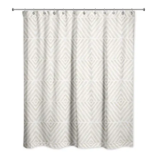 Cream Diamond Pattern Shower Curtain {1}