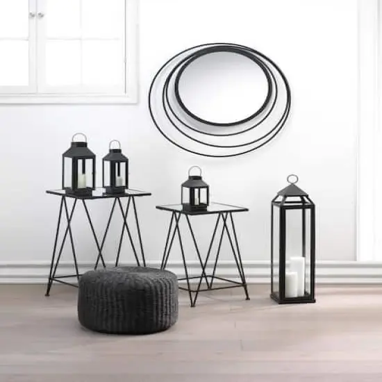 30" Black Iron & Glass Lantern {3}