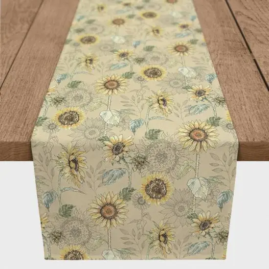 Sunflower Pattern Cotton Twill Runner Yellow {1}