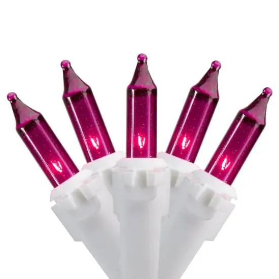 50ct. Mini Christmas String Lights with White Wire Purple {1}