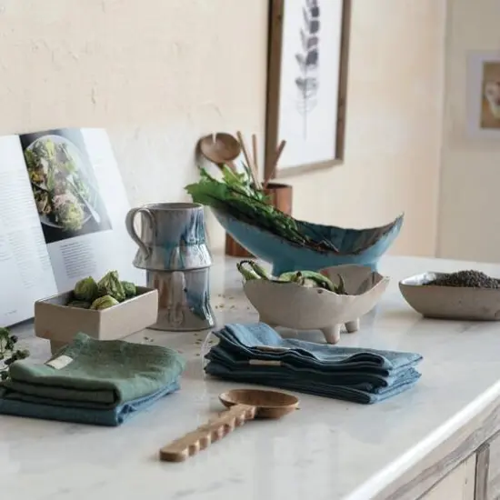 Hello Honey&reg; Stonewashed Linen Blend Tea Towel with Twill Tape Corner Set {8}