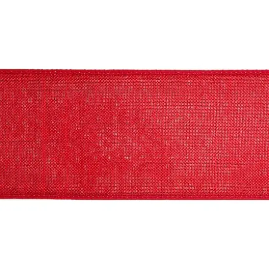 2.5" x 25ft. Faux Linen Wired Ribbon by Celebrate It&reg; Dark Red {5}
