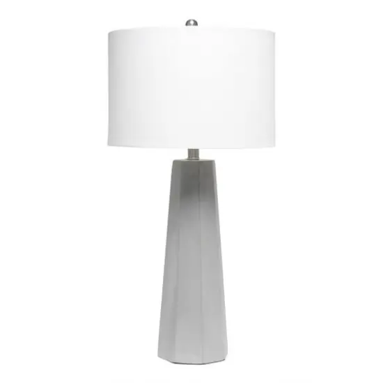 Lalia Home 30.5" Concrete Pillar Table Lamp with White Fabric Shade {1}