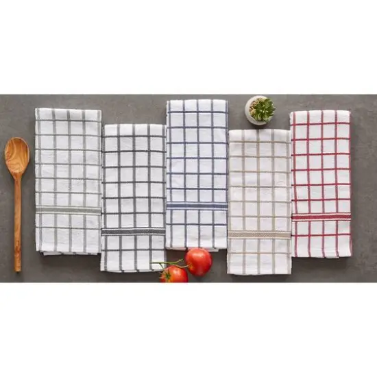 DII&reg; Mineral Gray Windowpane Terry Dishtowels, 4ct. {9}