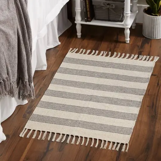 DII&reg; Gray Ticking Stripe Hand-Loomed Rug, 2ft. x 3ft. {8}