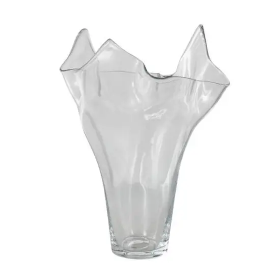 Clear Tulip-Inspired Glass Vase with Wavy Opening {10}