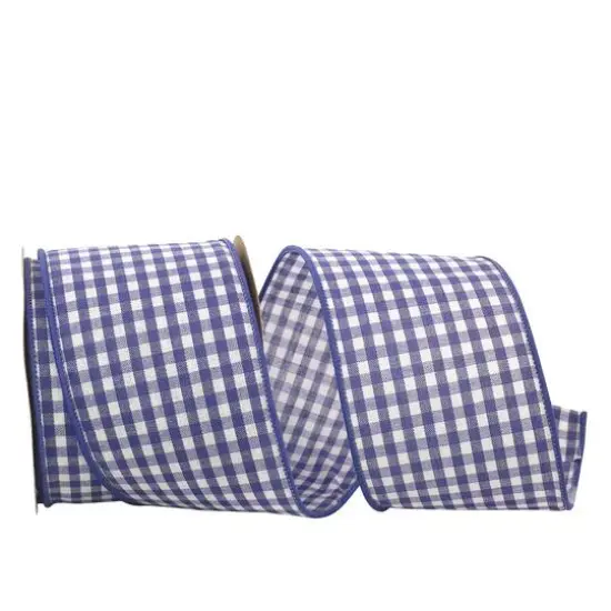 Reliant 2.5" x 10yd. Gingham Check Wired Ribbon Navy {1}