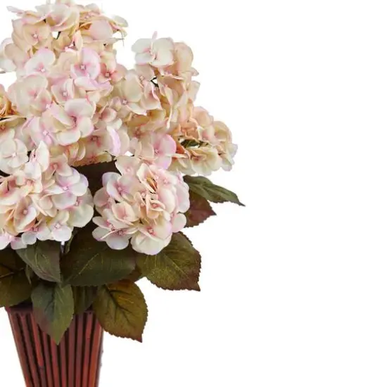 Hydrangea Silk Arrangement in Bamboo Planter {4}