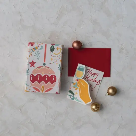 Hello Honey&reg; Handmade Printed Recycled Paper Christmas Card Set with Holiday Icons {3}