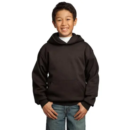Port & Company&reg; Colors Youth Core Fleece Pullover Hooded Sweatshirt Dark Chocolate Brown {3}