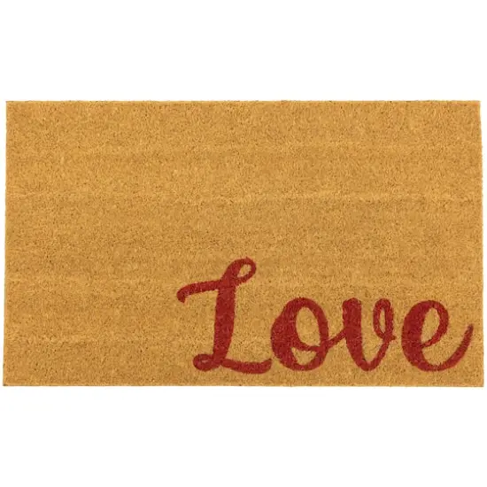 Red & Natural Love Natural Coir Outdoor Doormat {1}