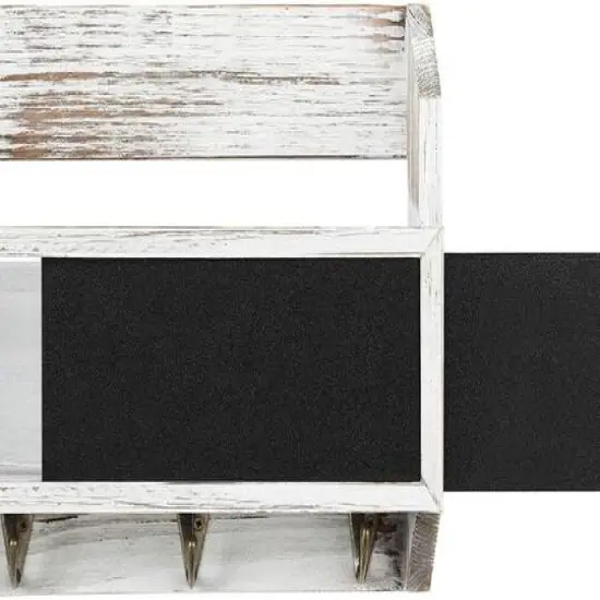 NEX&trade; Wall Mount Mail & Key Holder Organizer with Chalkboard Surface Whitewash {5}