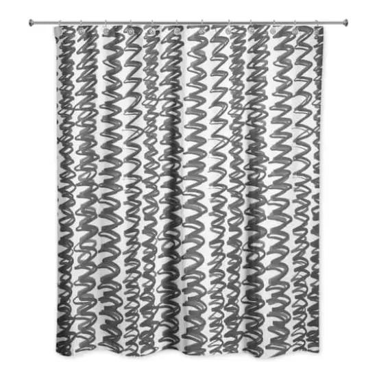74" Squiggles Shower Curtain Black {1}