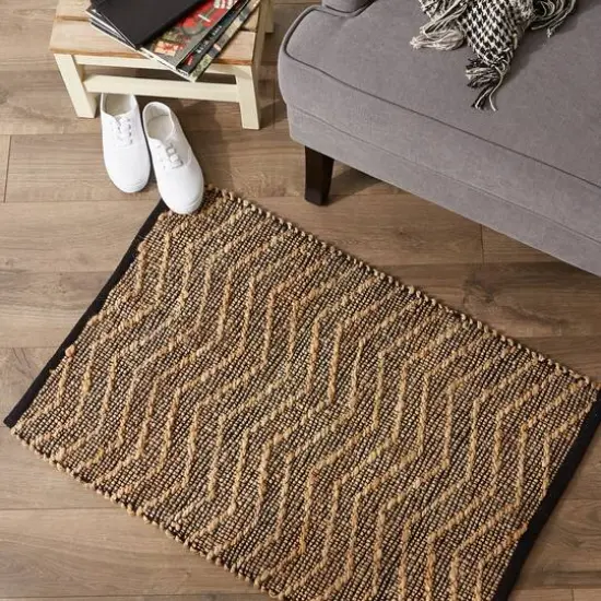 DII&reg; Black With Natural Jute Chevron Hand-Loomed Rug, 2ft. x 3ft. {7}