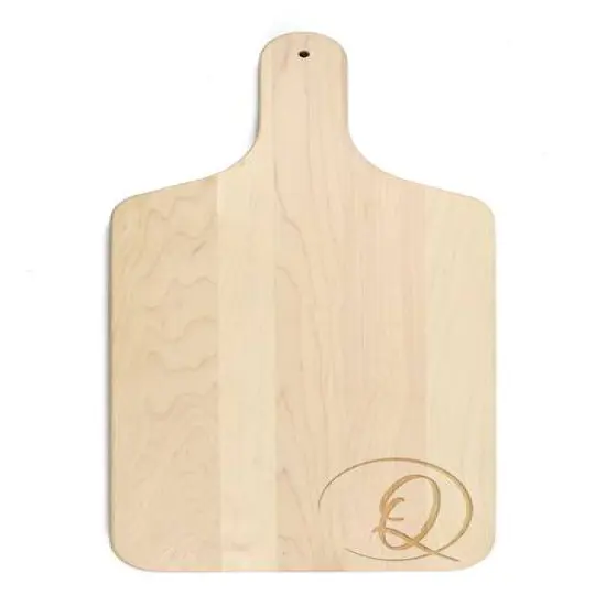 Circle Monogram Maple Paddle Cutting Board Q {1}