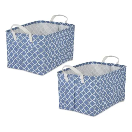 DII&reg; Extra Large Lattice PE-Coated Cotton Polyester Laundry Bin, 2ct. French Blue {1}