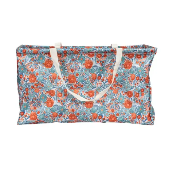 Household Essentials Large-Capacity Krush Utility Tote Blue/Pink Flower {8}