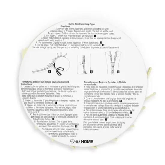 Dritz&reg; Home Cream Cut-To-Size Upholstery Zipper, 3.25yd. {3}