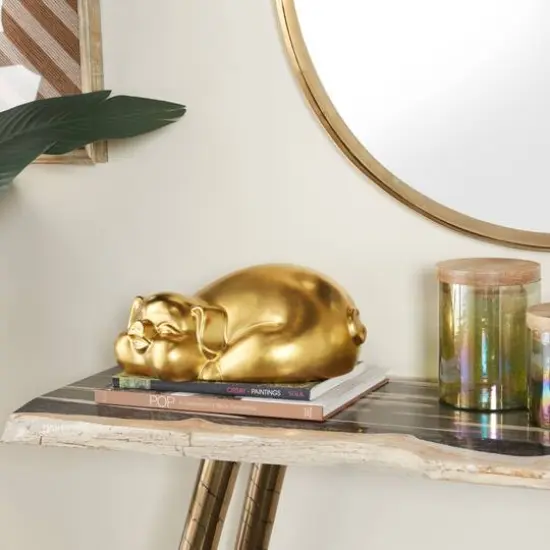 CosmoLiving by Cosmopolitan Gold Porcelain Glam Sculpture, 5" x 13" x 9" {8}