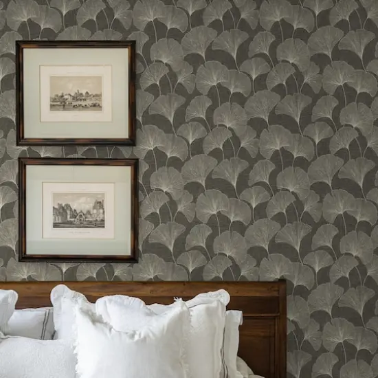 Surface Style Ginkgo Peel & Stick Wallpaper Ebony {3}