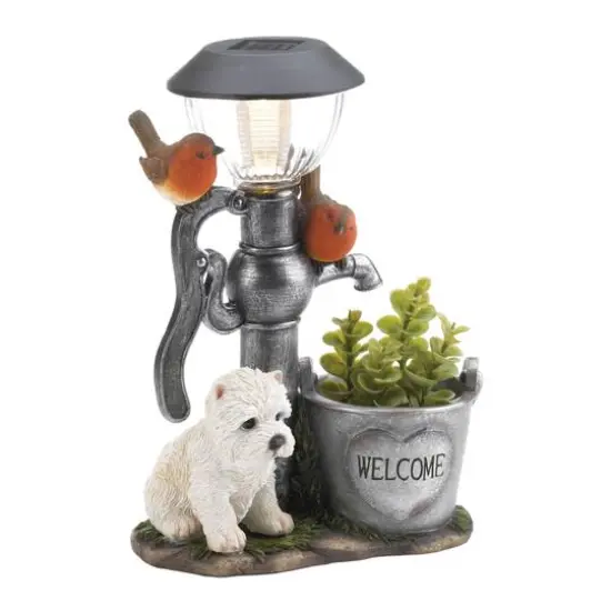 12" Little Pup & Water Pump Solar Light {3}