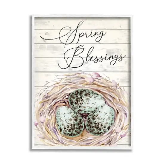 Stupell Industries Spring Blessings Bird Nest Nature Framed Giclee Art White {1}