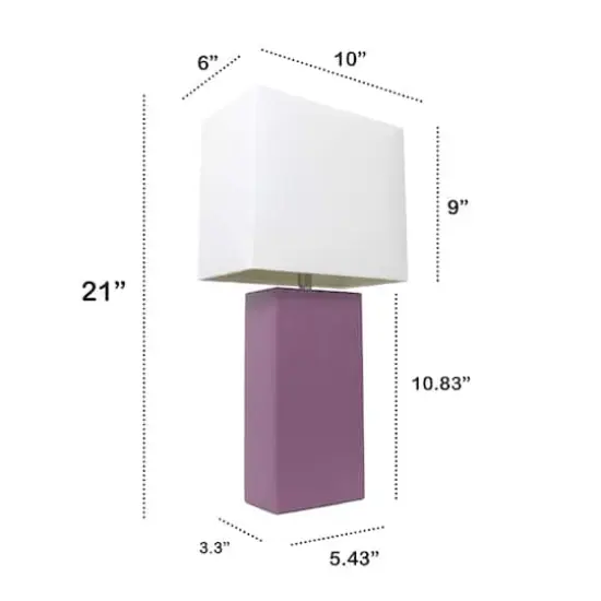 Lalia Home Lexington 21" Leather Home D&eacute;cor Table Lamp Purple {4}