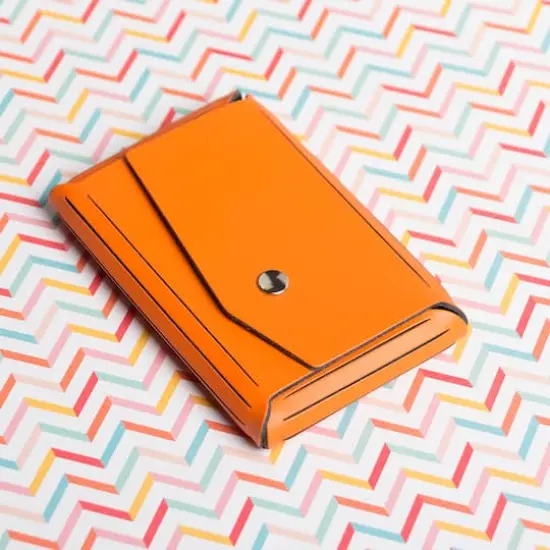  JAM Paper Italian Leather Business Card Holder Case with Angular FlapOrange {6}