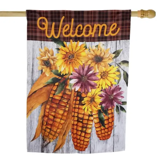 40" x 28" Indian Corn Welcome Fall Harvest Outdoor House Flag {1}