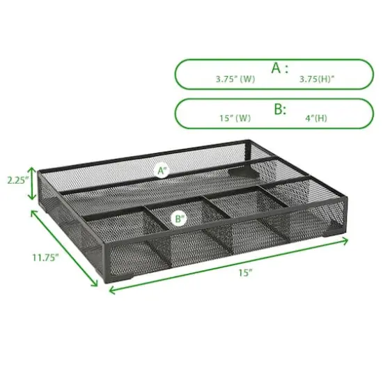 Mind Reader 11.75" Black 2-Piece Mesh Deep Drawer Organizer {4}