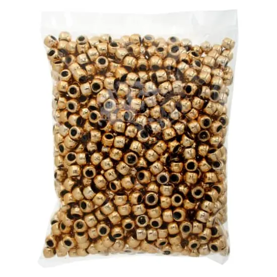John Bead 9mm Metalized Opaque Pony Beads, 1,000ct. Gold {6}