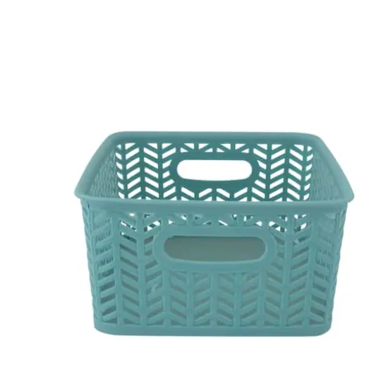 Simplify Small&nbsp;Herringbone Storage Basket, 3ct. Dusty Blue {8}