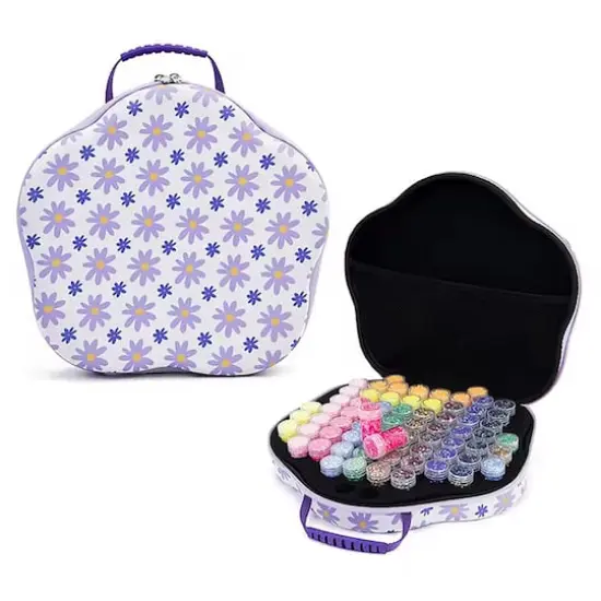 Sparkly Selections Flower Diamond Storage Case with 70 Bottles {1}