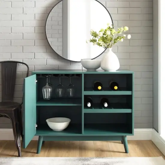 Walker Edison 36" Dark Teal Louvered Door Bar Cabinet {3}