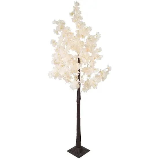 6ft. Pre-Lit White Floral Artificial Christmas Tree, Warm White LED Lights {4}