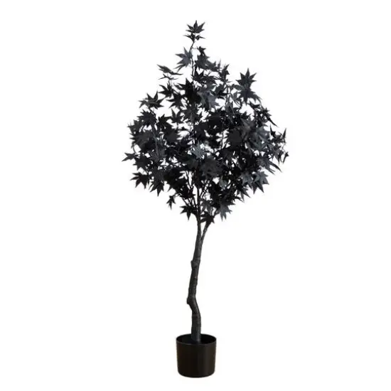4ft. Pre-Lit Artificial Halloween Black Maple Tree with 180 Orange & Purple LED Lights {7}