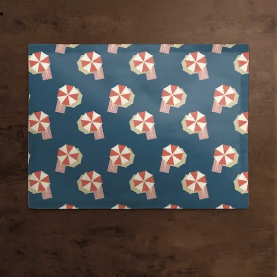 Umbrella Pattern Cotton Twill Placemat Navy and Red {3}