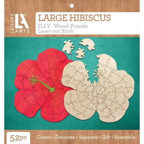 Leisure Arts&reg; Large Hibiscus D.I.Y. Wood Puzzle {1}