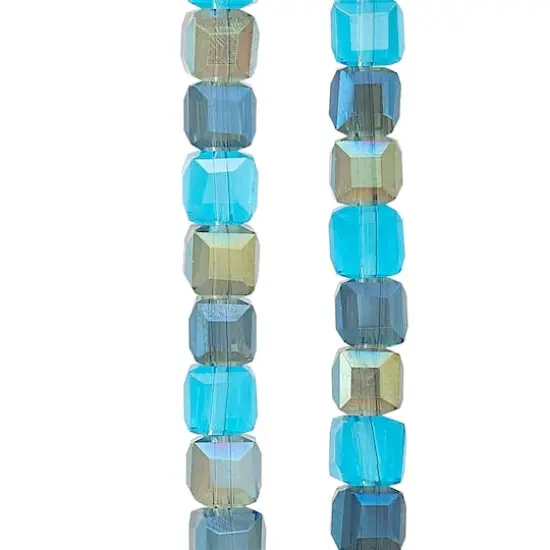 Aqua Mixed Glass Cube Beads, 4mm by Bead Landing&trade; {1}
