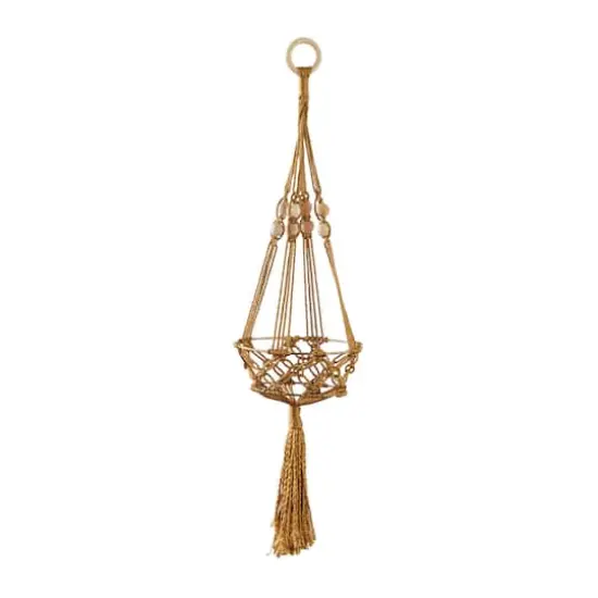 29" Brown Fabric Handmade Hanging Macrame Wall Planter {1}