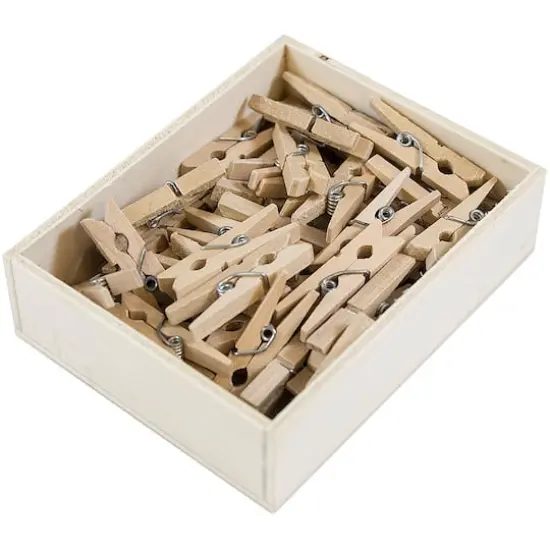 JAM Paper 1.125" Wood Clip Clothespins, 100ct. Natural {4}