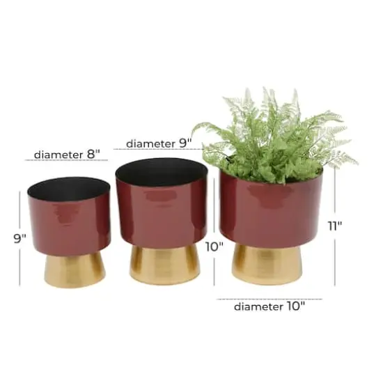 Red Modern Planter, Set of 3" 11", 10", 9" {8}