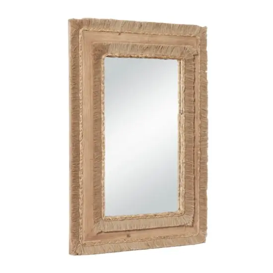 36" Brown Bohemian Style Wood Wall Mirror {3}