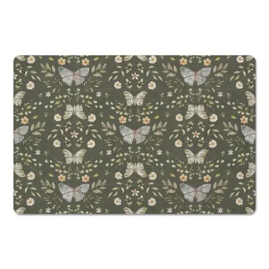 Butterfly Pattern Floor Mat Forest Green {1}