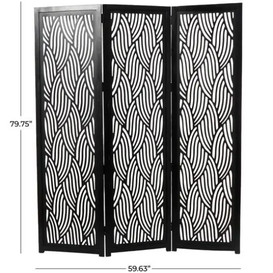 6.6ft. Black Wooden 3 Panel Room Divider Screen {7}